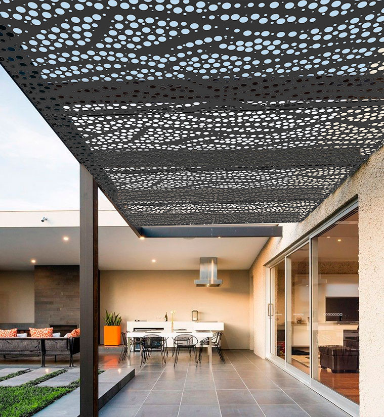 Sombra para pergolas chapas perforadas decorativas