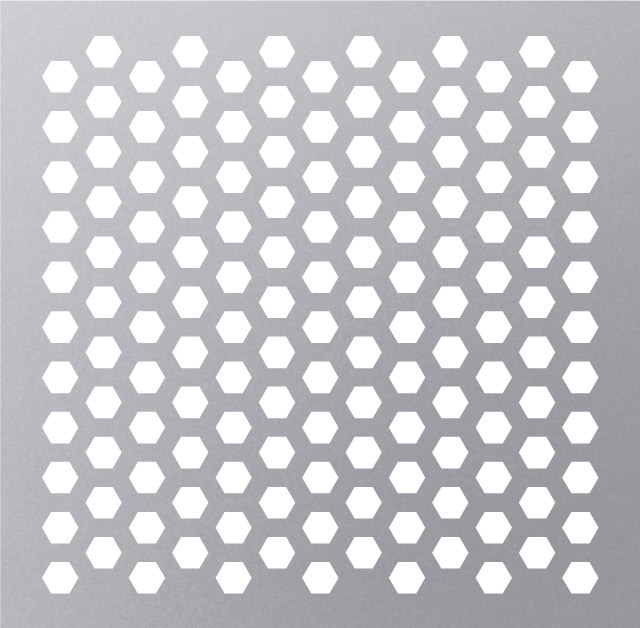 chapa perforada hexagonal escala