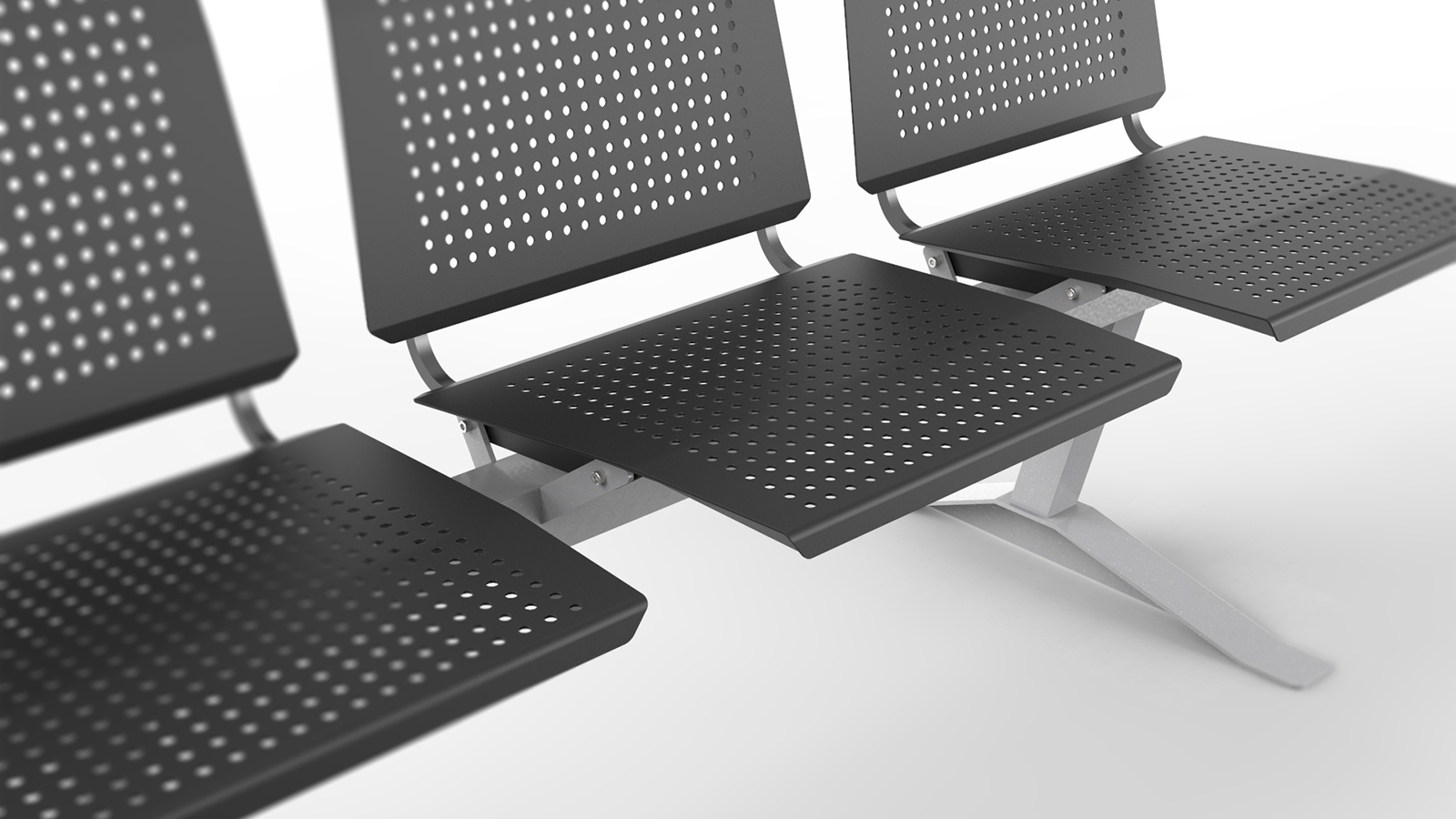 Silla de chapa perforada para salas de espera