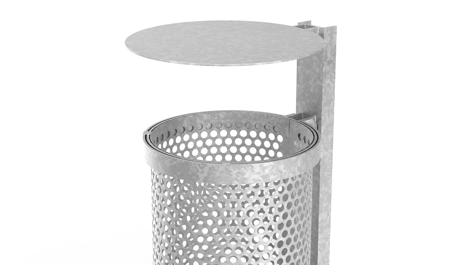 Cesto de metal perforado para espacios públicos
