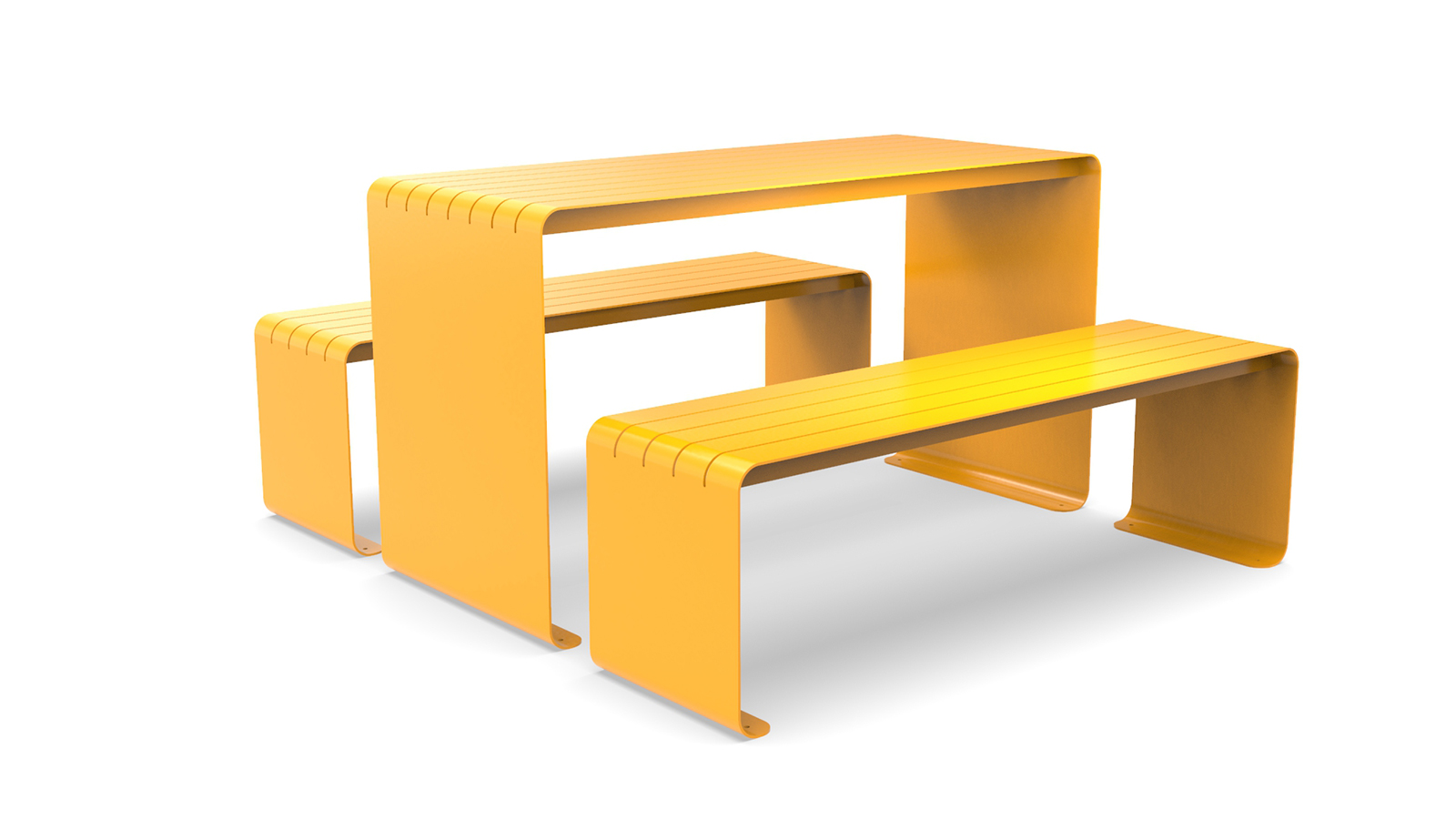Mesa de metal para espacios urbanos