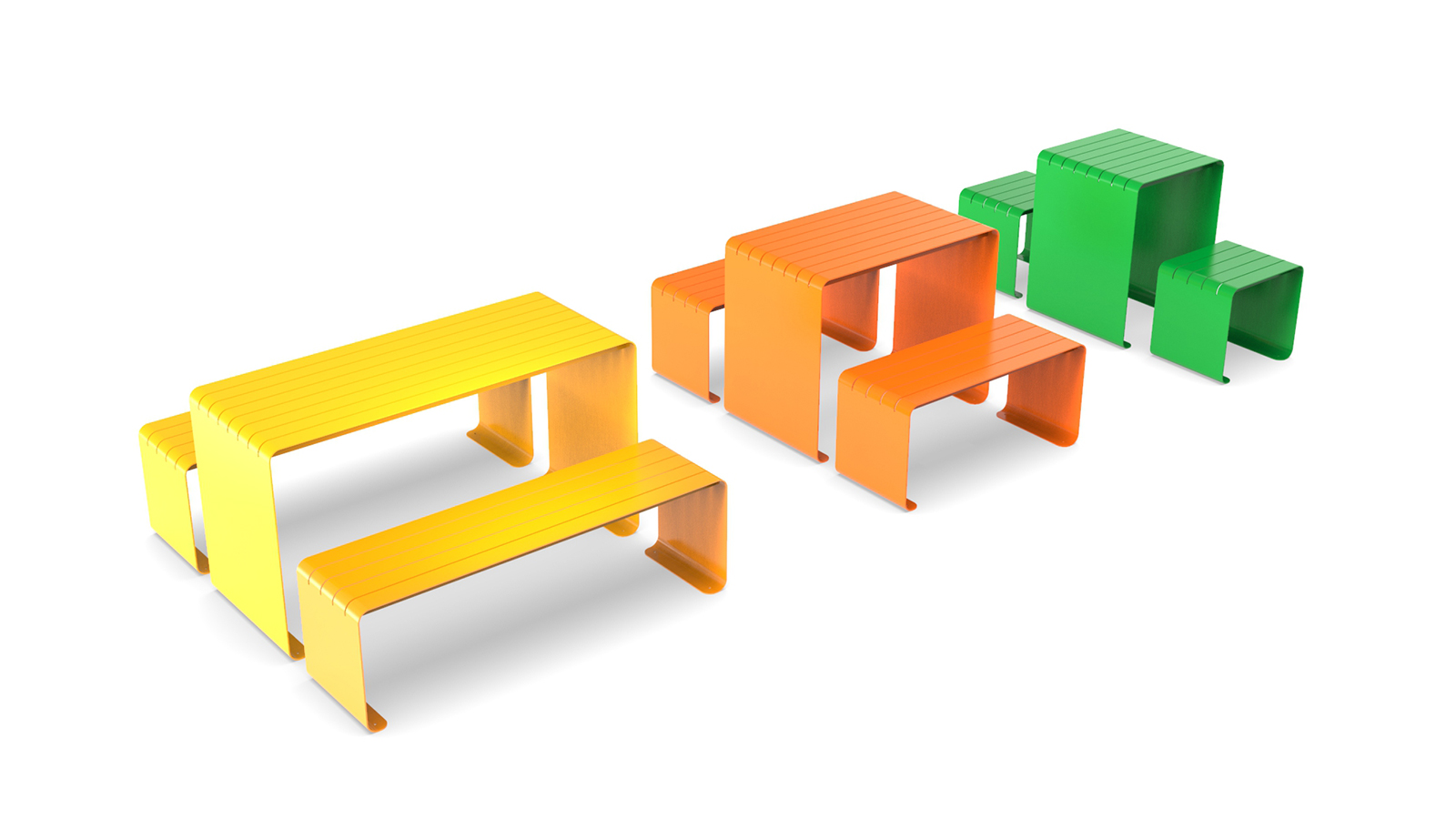 Mesa de metal para espacios urbanos